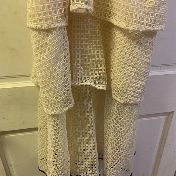 Self-Portrait Cream &Black Guipure Lace Sleeveless Midi Dress - Picture 7 of 16